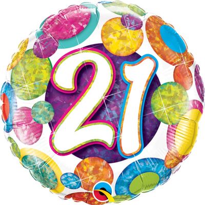 Pioneer Balloon Company 21 Big Dots & Glitz Flat Foil Balloon, 18", Multicolor