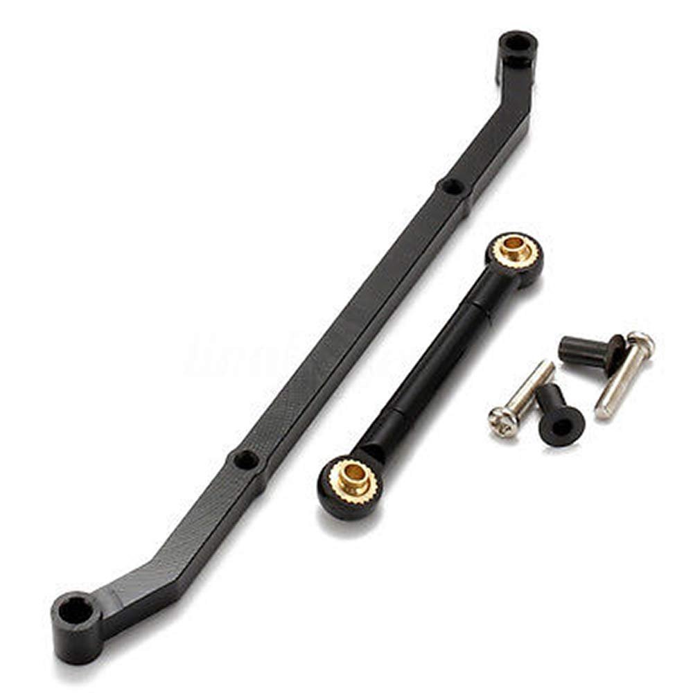 1 Set Aluminum Steering Link Arm Tie Rod for 1/10 RC Axial SCX10 (Black)