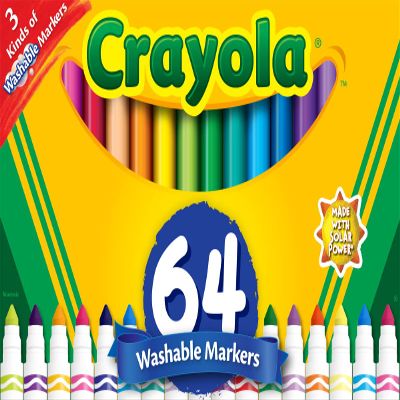Crayola Washable Broad Line Marker Variety Set (64ct), Christmas Gifts for Grandkids, Toddlers & Kids, Ultra-Clean, Window, & Gel FX Markers for Kids, 3+
