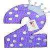 20" Tall Lavender Number Two Pinata with Silver Crown Princess Themed Second Birthday Party view 1