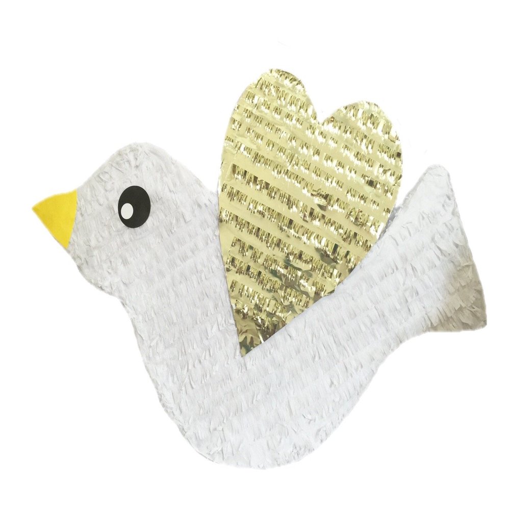 20" White Dove Pinata Gold Wing Pinata Bride To Be First Communion Party Supplies Easter Sunday Baptism Bridal Shower Peace Religious Themed Celebration Decoration Party