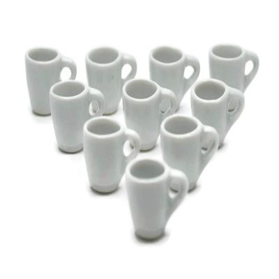 10 White Coffee Mug Tea Cup Decorative Accents Small Display Pieces for Home Dcor & Craft Styling