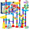 JOYIN 150Pcs Glowing Marble Run- Construction Building Blocks Toys with 5 Glow in The Dark Glass Marbles, STEM Educational Building Block Toy, Birthday Gifts, Easter Basket Stuffers view 1