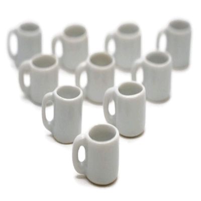 10 White Gray Coffee Mug Tea Cup Appro Size 1.2 Cm Decorative Accents Small Display Pieces for Home Dcor & Craft Styling
