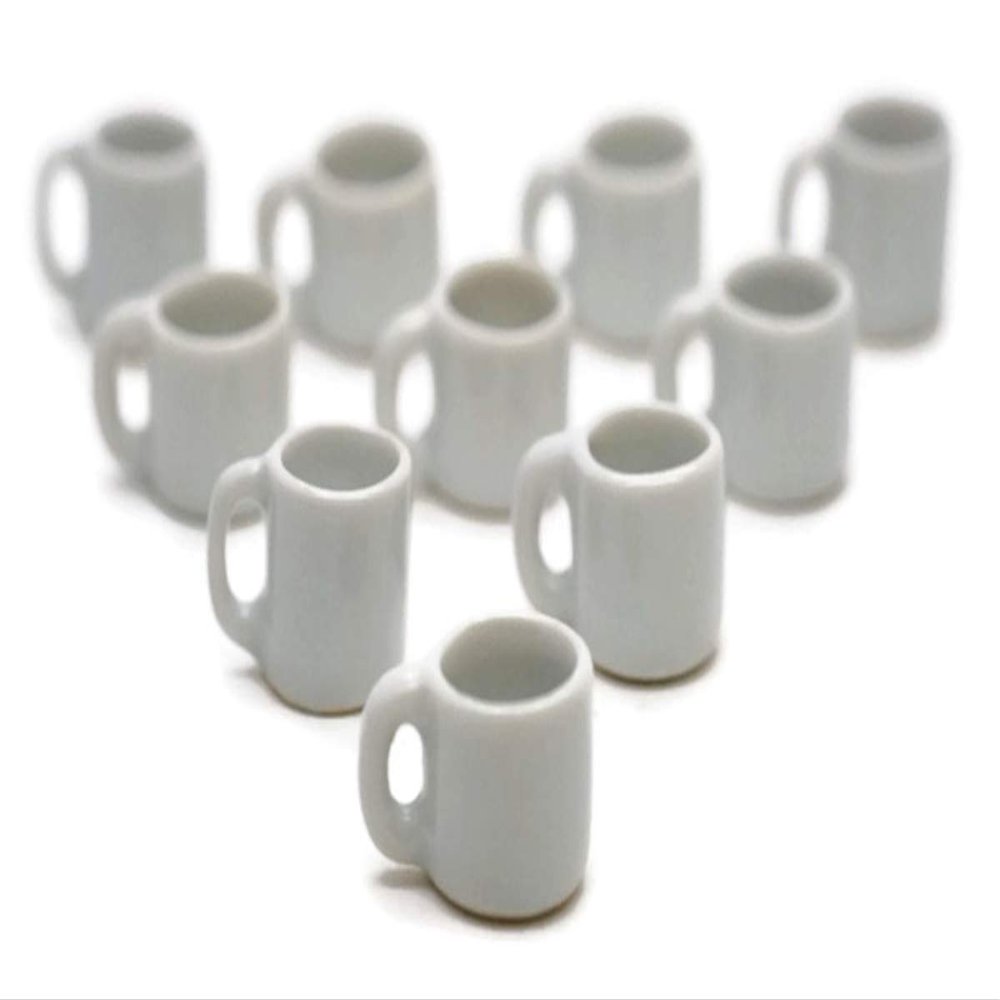 10 White Gray Coffee Mug Tea Cup Appro Size 1.2 Cm Decorative Accents Small Display Pieces for Home Dcor & Craft Styling