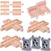 Ioffersuper 12 pcs Wooden Train Track Set, Male-Male Female-Female Bump Tracks, Bridge Pier Track(Random Colour),Cross Tracks and Stop Track Compatible with All Major Brands (Mix) view 1