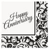 Black Damask Anniversary Party Napkins, 16ct view 1