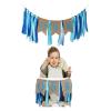 1st Birthday Decorations for Baby Boy - Blue Burlap Highchair Banner & First Birthday Party Supplies view 3