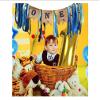 1st Birthday Decorations for Baby Boy - Blue Burlap Highchair Banner & First Birthday Party Supplies view 4