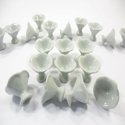 10 White Ceramic Ice Cream Scalloped Cups Dollhouse Miniature Ceramic 10081