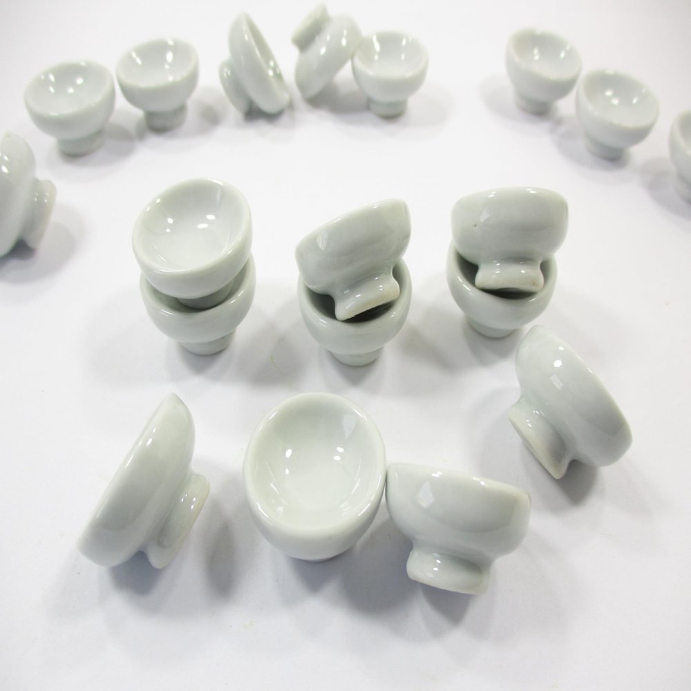 10 White Fruit Salad Ice Cream Bowls Dollhouse Miniature Ceramic Food 10082