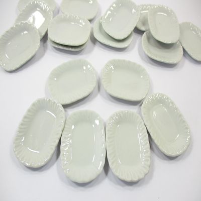 37x50mm of 6 Rectangle Plate Dish Dollhouse Miniature Ceramic Kitchenware 1:6 10683