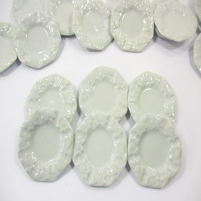 6 White Octagonal Plate Dish Art Dollhouse Miniatures Kitchenware Ceramic 1:6 10684