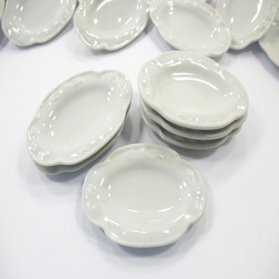 6 White 35mm Oval Large Plate Tray Dish Dollhouse Miniature 1:6 10685