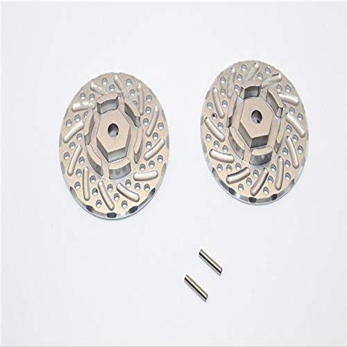 Axial SCX10 II Upgrade Parts (AX90046, AX90047) Aluminum Front/Rear Wheel Hex Claw +3mm With Brake Disk - 2Pcs Gray Silver