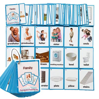 64PCS/Set Family & House Kids Gifts English Flash Cards Pocket Card Educational Learning Baby Toys for Children Pre-Kindergarten