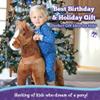 PonyCycle Riding Horse Toy with Brake, Sound Mechanical Pony Classic Model U Brown Giddy up Pony Plush Walking Animal Size 3 for Age 3-4 Years - Ux324 view 2