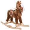 Qaba Kids Plush Toy Rocking Horse Ride on with Realistic Sounds - Brown view 1