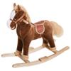 Qaba Kids Plush Toy Rocking Horse Ride on with Realistic Sounds - Brown view 4