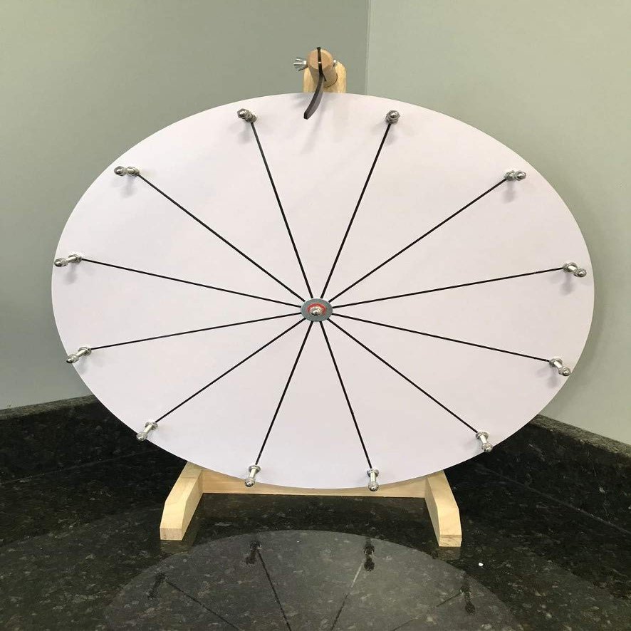 CHWAREHOUSE WOODWELL 20-Inch DIY Dry Erase Spin Wheel, 12 Slots with Wood Design for Desktop Kids Carnival Prize Wheel Game and DIY Editable Spin Wheel Design Markers and Eraser Included