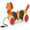 Handmade Wooden Bead & Pull Toy Dog Made Using Natural Colors for Toddlers 3 Years Old and up, Helps in Early Education and Development | BOVOW by Maya Organic (RED) view 1