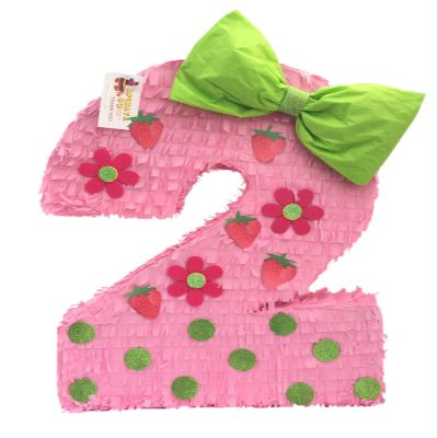 20" Tall Strawberry Theme Number Two Pinatal Strawberry Party Decorations Second Birthday Party Supplies