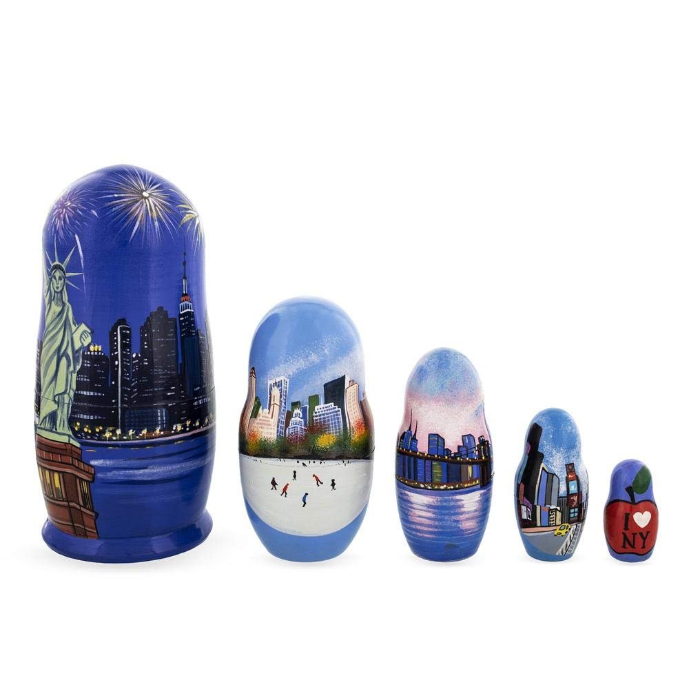 BestPysanky New York City Wooden Stacking Nesting Dolls