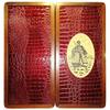 21" Backgammon Board Game Set Cossack, Wood & Crocodile Leather, Pieces & Dices view 1