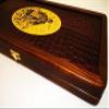 21" Backgammon Board Game Set Cossack, Wood & Crocodile Leather, Pieces & Dices view 3