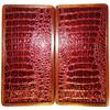12" Backgammon Board Game Set, Wood & Crocodile Leather, Pieces & Dices view 1