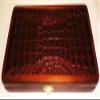 12" Backgammon Board Game Set, Wood & Crocodile Leather, Pieces & Dices view 2