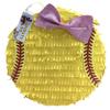 2-D Yellow Softball Piata with Glittery Pink Bow Accent 16" view 1