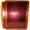 20" Backgammon Board Game Set, Wood & Crocodile Leather, Pieces & Dices view 4
