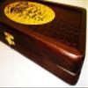 16" Backgammon Board Game Set Ship Frigate, Wood & Crocodile Leather, Pieces & Dices view 3