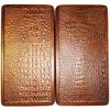 12" Backgammon Board Game Set, Wood & Crocodile Leather, Pieces & Dices view 1