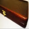 12" Backgammon Board Game Set, Wood & Crocodile Leather, Pieces & Dices view 2