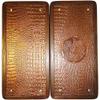 16" Backgammon Board Game Set Eagle, Wood & Crocodile Leather, Pieces & Dices view 1