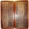 16" Backgammon Board Game Set, Wood & Crocodile Leather, Pieces & Dices view 1