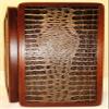 16" Backgammon Board Game Set, Wood & Crocodile Leather, Pieces & Dices view 3