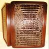 15" Backgammon Board Game Set, Wood & Crocodile Leather, Pieces & Dices view 4