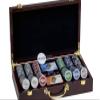 300 POKER CHIP SET LAS VEGAS SIGN WOOD CASE view 1