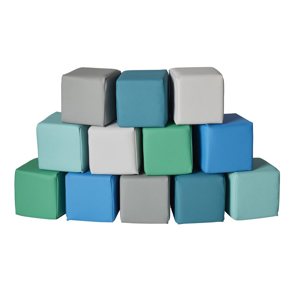 ECR4Kids SoftZone Patchwork Toddler Blocks, Foam Cubes, Contemporary, 12-Piece