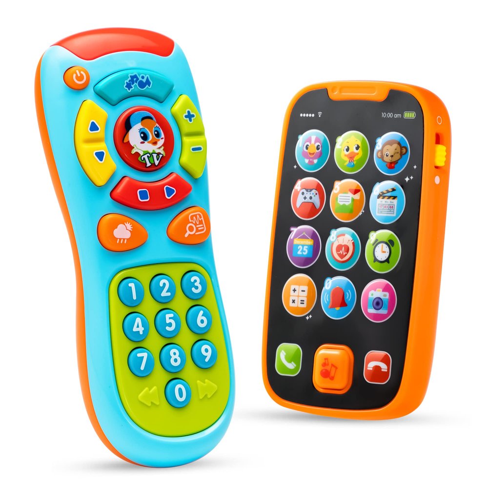 JOYIN Baby Learning Phone and Remote Toy for Toddler, Fun Smartphone Toys with Music for Infants, Boys or Girls, Holiday Stocking Stuffers, Kids Birthday Gift