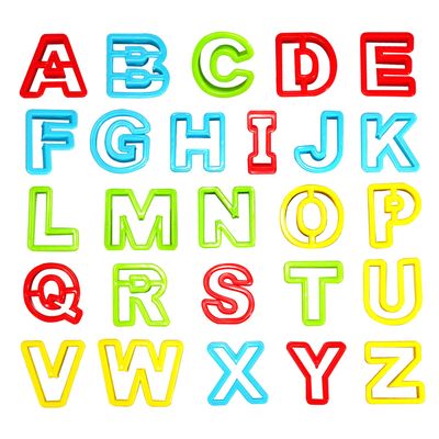 RIMOBUL Alphabet Dough Cutter Kit with 26 Capital Letters,Clay Tools Set & Play Dough Non-Toxic Modeling 1 inch-2 inch, Assorted Colors