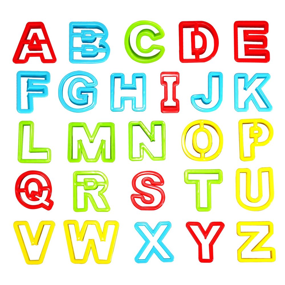 RIMOBUL Alphabet Dough Cutter Kit with 26 Capital Letters,Clay Tools Set & Play Dough Non-Toxic Modeling 1 inch-2 inch, Assorted Colors