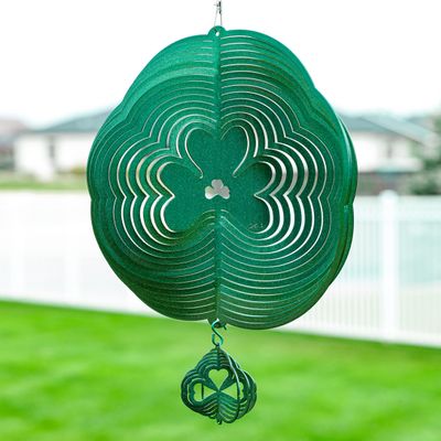 SWEN Products Shamrock Circle Swirly Metal Wind Spinner