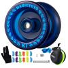 MAGICYOYO K1 Professional Responsive Yoyo for Kids 8-12, Hubstacks Yo-yo for Kids, Dual Purpose Yoyo with Unresponsive Bearing, Storage Bag + 12 Strings +Yo-Yo Glove +2 Yo yo Hubstacks (Dark Blue) view 1