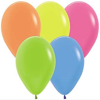 100 NEON UV Green Yellow Blue Pink Orange Colorful Color Glow Blacklight Reactive 12" Birthday Party Shower Latex Balloons