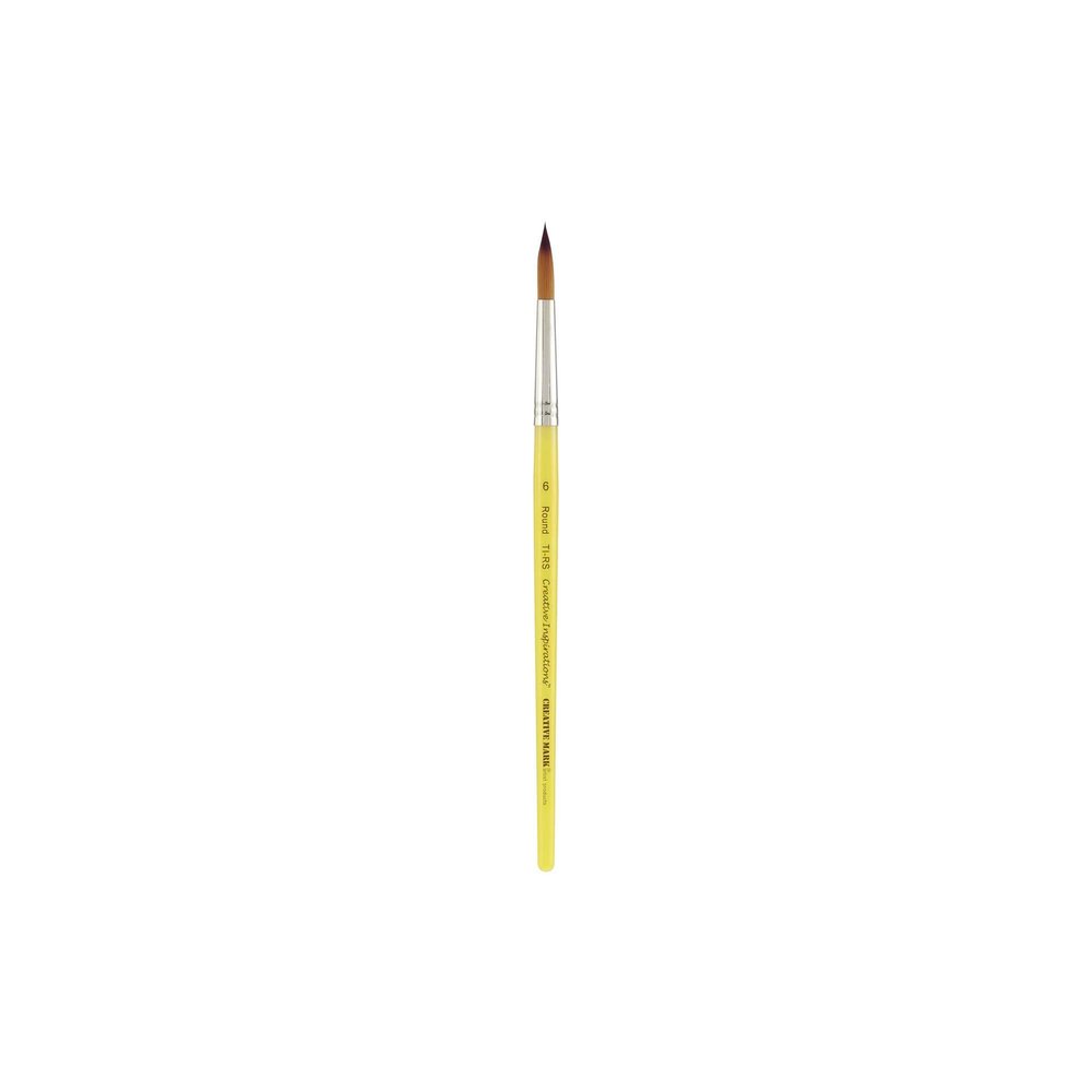 Creative Inspirations Dura-Handle Round #6 Short Handle Paint Brush - Solid Resin Handle, Synthetic Taklon Paint Brushes, Round Brush for Oils, Acrylics, Watercolors - Handles Will Not Chip or Crack