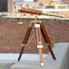 Mahira NauticalSolid Brass Telescope with Wooden Tripod Nautical Leather Spyglass GiftSolid Brass Telescope with Wooden Tripod Nautical Leather Spyglass Gift view 2